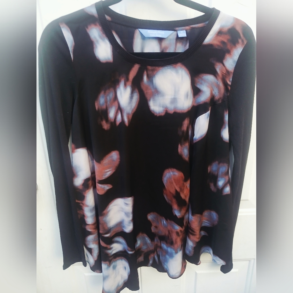 Simply Vera /Vera Wang  Long Sleeve Multicolor Tunic Top Size Medium